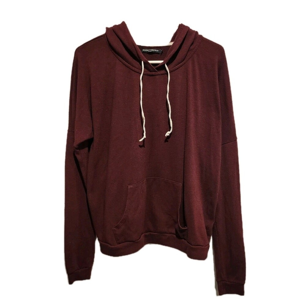 Brandy Melville Lightweight Hoodie Maroon One Size